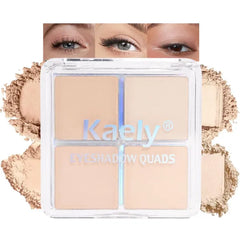 Kaely Powder Eyeshadow Quad, Pink Chocolate Matte Shimmer Eyeshadow Palette Makeup, Neutral Eye Shadow Palette for Older Women Pigmented Waterproof, sombras para ojos, Blendable, Cruelty-free