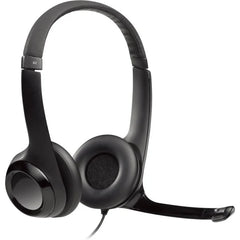 Logitech H390 Wired USB On-Ear Stereo Headphones (981-000406) - Black