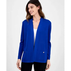 Anne Klein Womens Malibu Fine Rib Open Front Cardigan, Stylish Lightweight Layering Piece