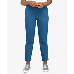 Alfred Dunner Petite Mid-Rise Pull On Straight Leg Denim Pants, Petite & Petite Short