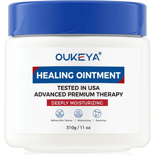 OUKEYA Healing Ointment, Advanced Therapy Skin Protectant, Multi-Purpose Healing Ointment and Body Moisturizer, For Dry, Cracked Skin, Minor Cuts and Burns, Soothes Cracked Hands and Chapped Lips
