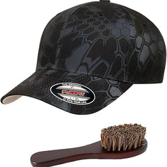 Flexfit Wooly Combed Men's Athletic Stretch Fitted Baseball Cap Bundle with THP Hat & Clothing Brush