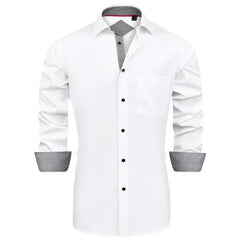 Alimens & Gentle Mens Stretch Cotton Business Shirt Long Sleeve Wrinkle-Free Dress Shirt