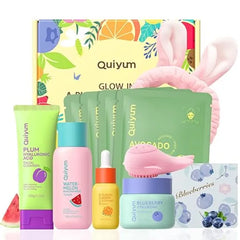 QUIYUM Skin Care Set for Women & Teens, Daily Facial Routine Beauty Kit, Hydrating Moisturizing Glow Repair Anti-Aging Gift Set