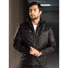 Panelled Hooded Jacket - Black