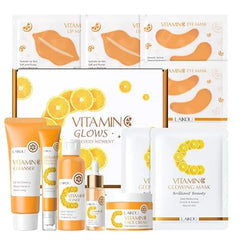 LAIKOU Vitamin C Skin Care, Skin Care Set with Cleanser, Toner, Serum, Eye Cream, Face Cream for Women Teen Girls Mom Daughter Mother's Day Christmas Birthday Beginner Kit TSA friendly