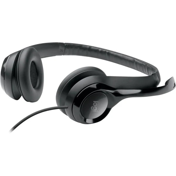 Logitech H390 Wired USB On-Ear Stereo Headphones (981-000406) - Black