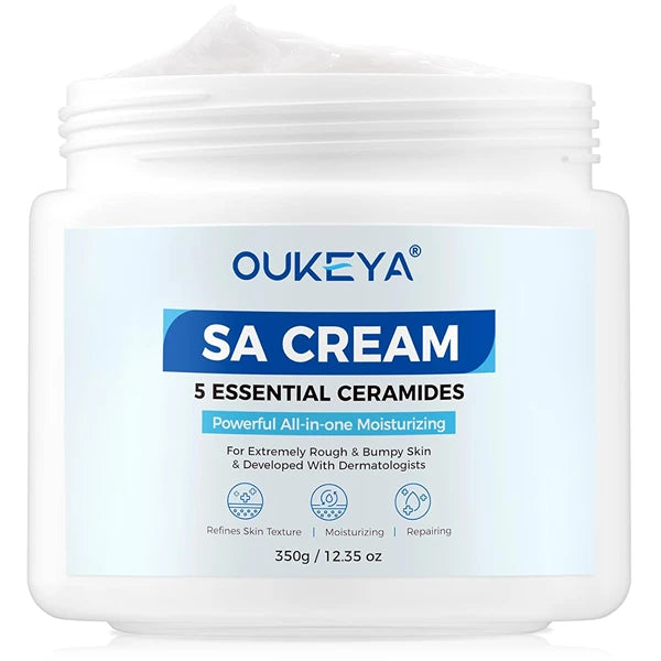 OUKEYA SA Cream 2-Pack (2 × 12.35 oz) – Salicylic Acid + 5 Ceramides Exfoliating Moisturizer for Rough & Bumpy Skin, Keratosis Pilaris & Extremely Dry Skin, Long-Lasting Hydration, Dermatologist Recommended