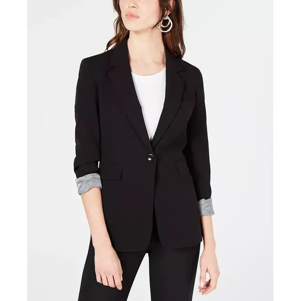 Women's One-Button Notch-Collar Blazer, Created for Macy's-Black