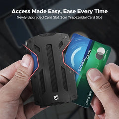 WARMOUNTS Slim Carbon Fiber Wallet for Men - Metal Money Clip & RFID Blocking Card Holder
