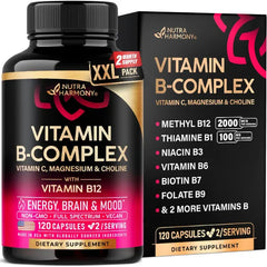 NUTRAHARMONY Vitamin B Complex for Men & Women Methylated B Complex & Vit B12
