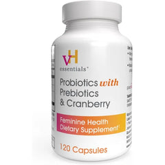 vH essentials Probiotics for Women with Prebiotics and Cranberry, 60 Ct Feminine Health Dietary Supplement, Probiotics Support Gut Balance, Urinary Tract Health for Women