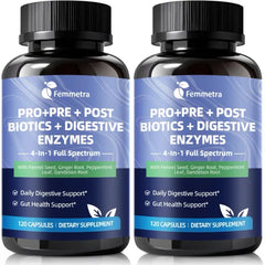 Femmetra Ultra Probiotics for Women Men 5 in 1 Bloat & Gas Support, 200 Billion CFU 36 Strains Probiotic with Herbals, Digestive Enzymes, Prebiotics, Postbiotics for Gut, Digestive & Immune Support Vegan