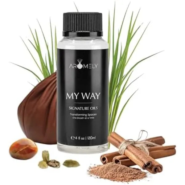 AROMELY My Way Essential Diffuser Oil Blend - Inspired by 1 Hotel - Luxurious Fragrance with Notes of Leather, Cardamon, Lemon, Cedarwood, Iris and Amber