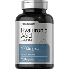 Horbäach Hyaluronic Acid with MSM 1000 mg 120 Capsules Non GMO and Gluten Free Supplement Bioavailable Formula