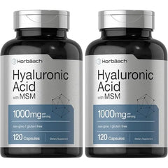 Horbäach Hyaluronic Acid with MSM 1000 mg 120 Capsules Non GMO and Gluten Free Supplement Bioavailable Formula