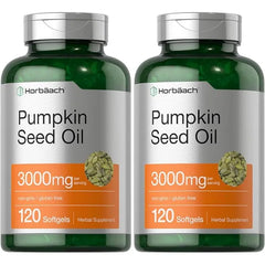 Horbäach Pumpkin Seed Oil 3000mg 120 Softgel Capsules Cold Pressed Dietary Supplement Non GMO and Gluten Free Formula