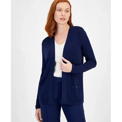 Anne Klein Womens Malibu Fine Rib Open Front Cardigan, Stylish Lightweight Layering Piece