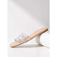 MAX FASHION Embellished Slip-On Flat Sandal-Cream