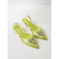MAX FASHION Embellished Slingback Pumps with Stiletto Heels-Green