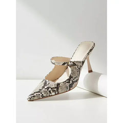 MAX FASHION Animal Print Sandals with Stiletto Heels-Multicolour