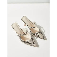 MAX FASHION Animal Print Sandals with Stiletto Heels-Multicolour