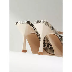 MAX FASHION Animal Print Sandals with Stiletto Heels-Multicolour