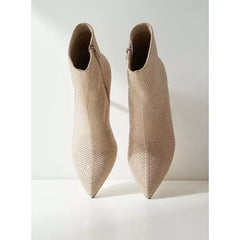 MAX FASHION Embellished Ankle Boots with Stiletto Heels-Gold