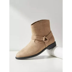 MAX FASHION Solid Ankle Boots with Zip Closure-Brown