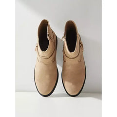 MAX FASHION Solid Ankle Boots with Zip Closure-Brown
