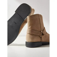 MAX FASHION Solid Ankle Boots with Zip Closure-Brown