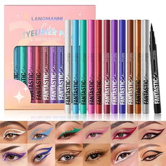 LANGMANNI 4 Colors Matte Liquid Eyeliner Set, Neon Colorful Pigmented With Long-lasting, Smudgeproof & Waterproof Eye Liner Makeup for Bold & Stunning Looks Gift for Girls