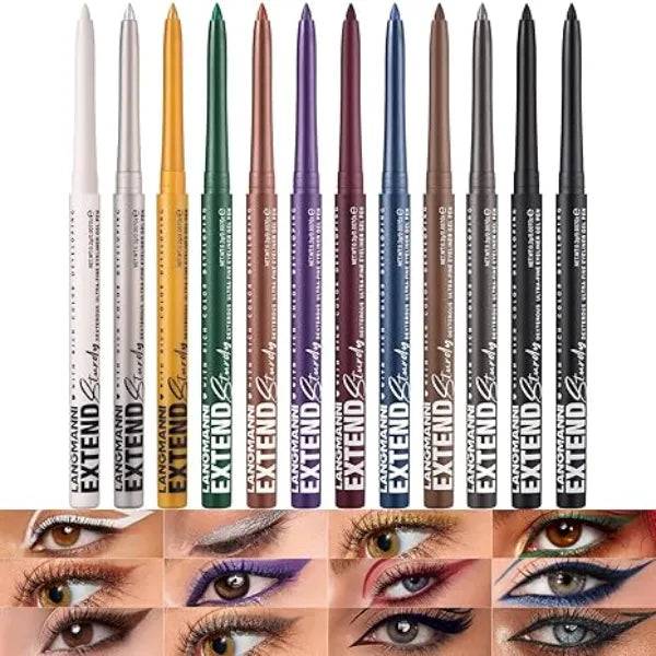 LANGMANNI Metal Colorful Eyeliner Pencil Set Matte & Shimmer Eye Makeup,Smooth Use Long Lasting & Waterproof Eyeliner Set