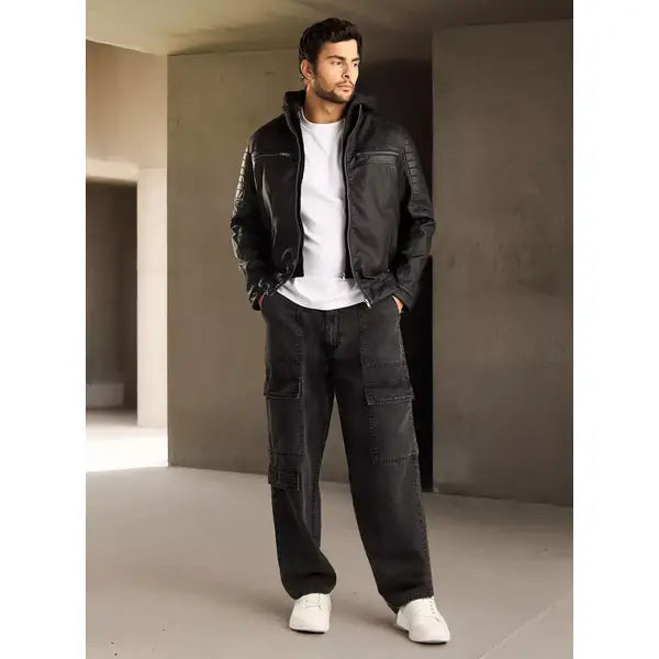 Panelled Hooded Jacket - Black