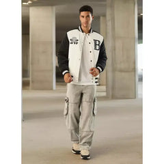 Applique Detail Bomber Jacket - White