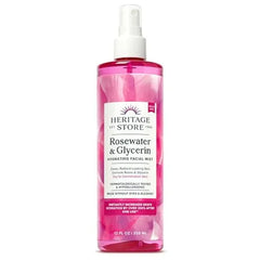 HERITAGE STORE Rosewater & Glycerin Hydrating Facial Mist Dry Combination Skin Care Rose Water Spray w/Vegetable Glycerine, Made Without Dyes or Alcohol, Hypoallergenic, Vegan