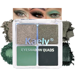 Kaely Powder Eyeshadow Quad, Pink Chocolate Matte Shimmer Eyeshadow Palette Makeup, Neutral Eye Shadow Palette for Older Women Pigmented Waterproof, sombras para ojos, Blendable, Cruelty-free