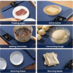 Irich Electric Food Warming Mat - 5 Temp Settings, Quick Heating with Auto-Off Timer, Portable Silicone Tray