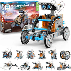 Sillbird Solar Building Robot Kit STEM Gift for Boys Aged 8-14, 12 in 1 DIY Science Educational Toys for Kids Birthday, Solar Powered Robotic Set with 190 Pieces