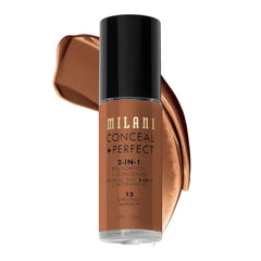 Milani Conceal + Perfect 2-in-1 Foundation + Concealer Liquid Foundation - Cover Under-Eye Circles, Blemishes & Skin Discoloration for a Flawless Complexion - 30ml