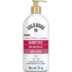 Gold Bond Diabetics’ Dry Skin Relief Body Lotion with Aloe & Vitamin E – Moisturize & Soothe (13 oz & 21 oz)