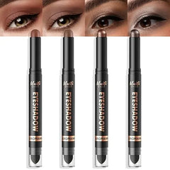 LANGMANNI 4Colors Dual Ended Cream Eyeshadow Stick Set Silky Smooth, Waterproof & Transfer Proof, Built in Blender Brush, All Day Matte & Shimmer Wear Eye Makeup