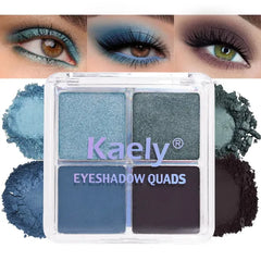 Kaely Powder Eyeshadow Quad, Pink Chocolate Matte Shimmer Eyeshadow Palette Makeup, Neutral Eye Shadow Palette for Older Women Pigmented Waterproof, sombras para ojos, Blendable, Cruelty-free