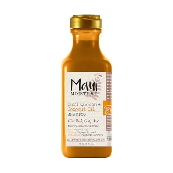 Maui Moisture Curl Quench + Coconut Oil Curl Defining Anti Frizz Shampoo to Hydrate and Detangle Tight Curly Hair, Softening Shampoo, Vegan, Silicone & Paraben Free, 13 fl oz