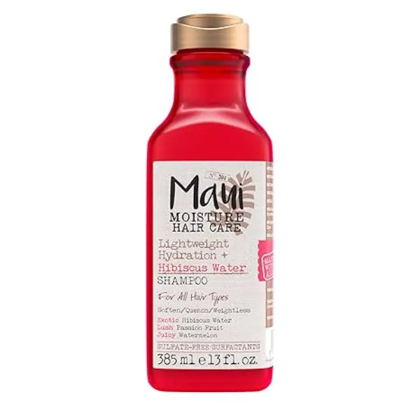 Maui Moisture Lightweight Hydration + Hibiscus Water Shampoo, Moisturizing Aloe Vera Shampoo Softens Curly Hair, Vegan & Sulfate Free Surfactants, 13 Fl Oz