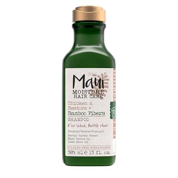 Maui Moisture Thicken & Restore + Bamboo Fibers Strengthening Shampoo to Soften Transitioning or Natural Hair & Renew Brittle Hair, Vegan, Silicone & Paraben Free, 13 fl oz