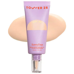 Tower 28 SunnyDays SPF 30 Tinted Moisturizer - 2-in-1 Buildable Coverage Foundation + Mineral Sunscreen for Face - Zinc Oxide, Aloe & Prickly Pear for Sensitive Skin
