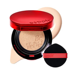 Espoir Be Velvet Cushion Foundation | Quick and Easy Coverage with Long-lasting Color by Zero Oxidation, Velvety Smooth Finish & Lightweight Formula, Vegan, Korean Makeup - 0.46 oz