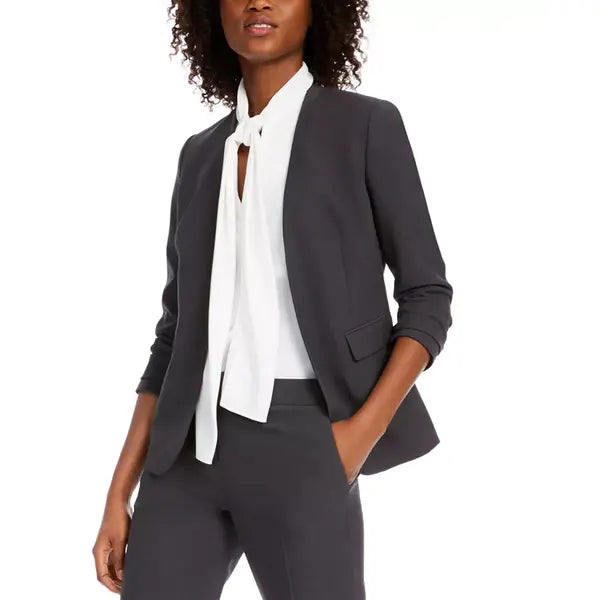 Women's Collarless Open-Front Blazer, Created for Macy's-Granite Gray