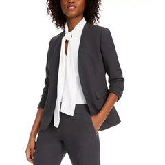 Women's Collarless Open-Front Blazer, Created for Macy's-Granite Gray